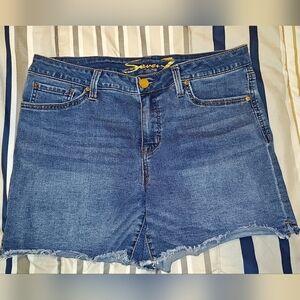 Seven7 Blue Denim Frayed Hem Shorts